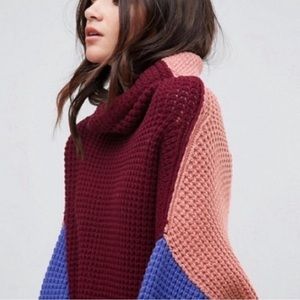 Free People Color Block Knit Sweater